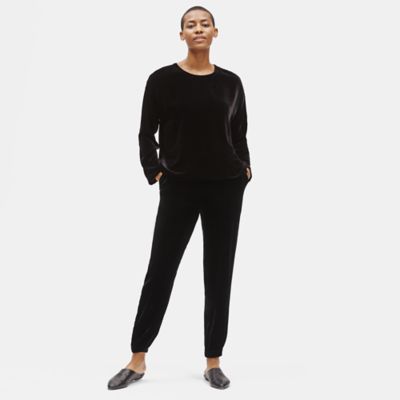 eileen fisher black velvet pants