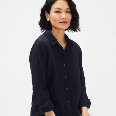 eileen fisher organic cotton gauze shirt dress