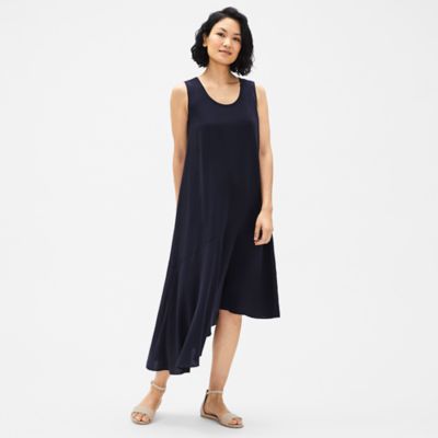 eileen fisher silk georgette crepe dress