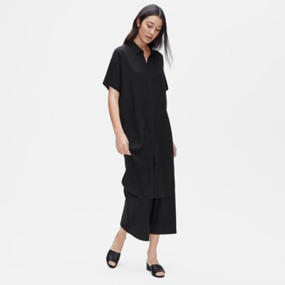 eileen fisher silk georgette crepe dress