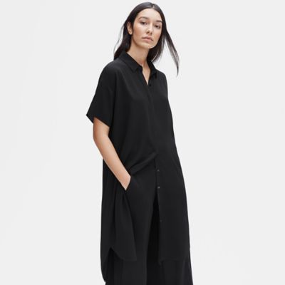 eileen fisher silk georgette crepe dress