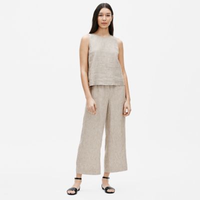 Washed Organic Linen Delave Wide Leg Pant Eileen Fisher
