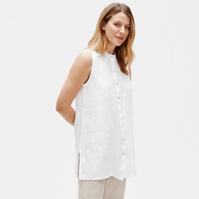 eileen fisher sleeveless linen top