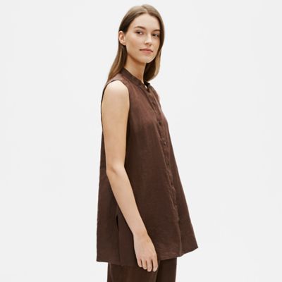 eileen fisher sleeveless linen top