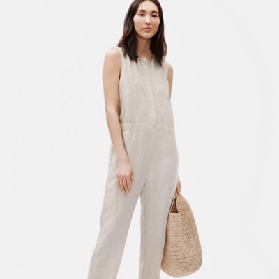 eileen fisher linen overalls