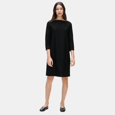 black crepe shift dress