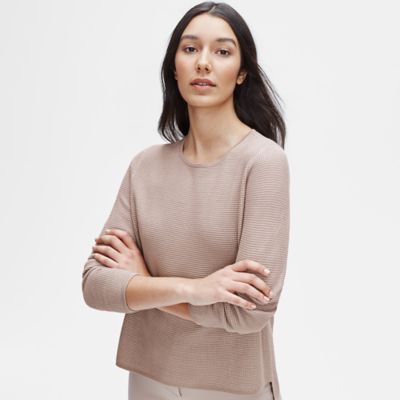 eileen fisher silk jersey crew neck top