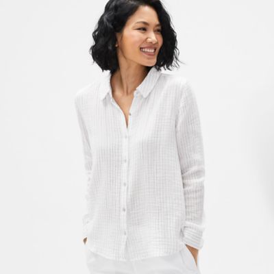 eileen fisher organic cotton gauze shirt dress