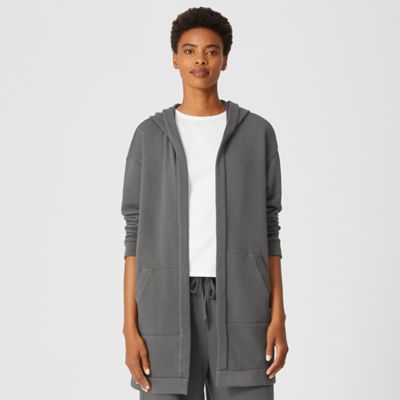Organic Cotton French Terry Hooded Jacket | EILEEN FISHER