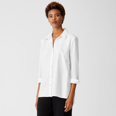 Details about / EILEEN FISHER Navy Blue 100/% Organic COTTON SZ Small SHIRT Blouse Button Om