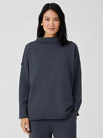 Organic Cotton French Terry Funnel Neck Top