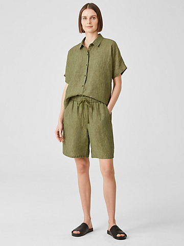 Washed Organic Linen Delave Shorts
