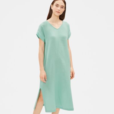 Organic Cotton Gauze V-Neck Dress 