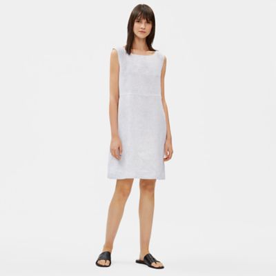 eileen fisher organic linen striped dress