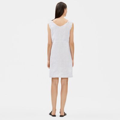 eileen fisher organic linen striped dress