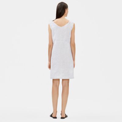 eileen fisher organic linen striped dress