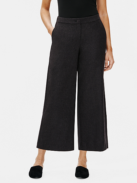 SOFT WOOL FLANNEL WIDE-LEG ANKLE PANT