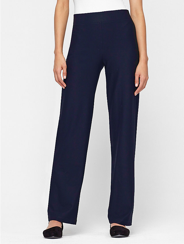 Straight-Leg Pant with Yoke in Washable Stretch Crepe